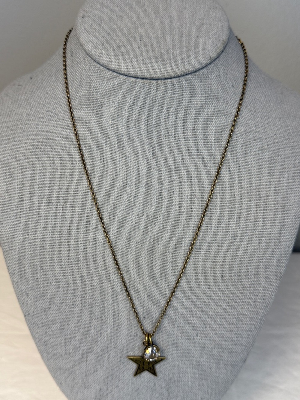 Christian Dior Star Pendant Necklace Gold Tone 20in CD Charm